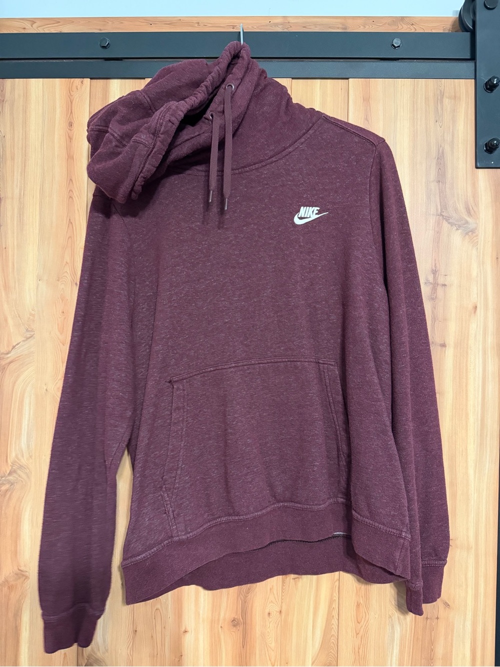 Nike Burgundy Hooded Pullover with White Swoosh Tag